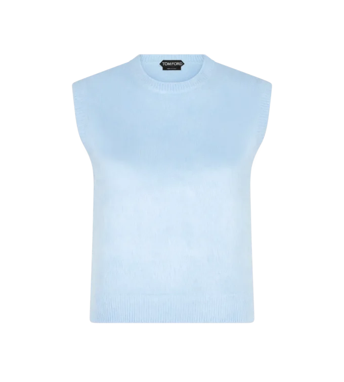 Gebürstetes Seidenjersey-Tanktop mit Rundhalsausschnitt
