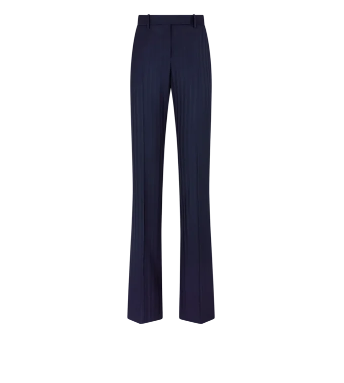 Gerade geschnittene Hose aus reiner Wolle mit farblich abgestimmten Streifen