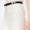 Gerade geschnittene Hose aus Wolle und Seide mit Schattenstreifen
