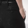 Gerade geschnittene Hose aus Wollmischkrepp mit Pailletten