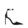 Geschmeidige Pumps aus genarbtem Leder mit T-Riegel-Fesselriemchen