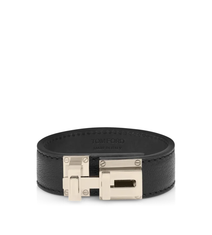 Geschmeidiges T-Verschluss-Armband aus genarbtem Leder