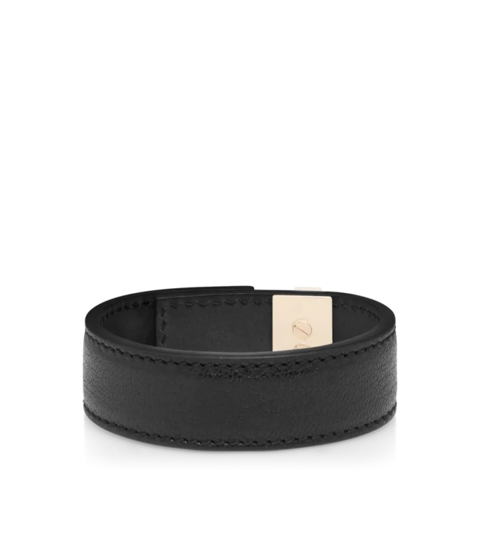 Geschmeidiges T-Verschluss-Armband aus genarbtem Leder