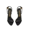 Glänzende Leder-Sandalen mit spitzen Zehen und Vorhängeschloss-Verzierung