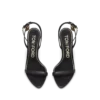 Glänzende Leder-Sandalen mit spitzen Zehen und Vorhängeschloss-Verzierung
