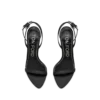 Glänzende Leder-Sandalen mit spitzen Zehen und Vorhängeschloss-Verzierung