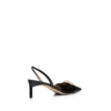 Glänzende Leder-Slingback-Sandalen mit T-Verschluss
