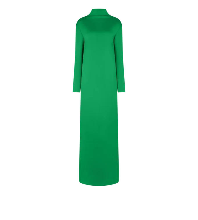Glänzendes Abendkleid aus Krepp mit Stehkragen