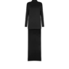 Glänzendes Cocktailkleid aus Crêpe mit Stehkragen