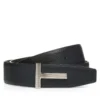 Grain Leather Ridge Buckle T Belt