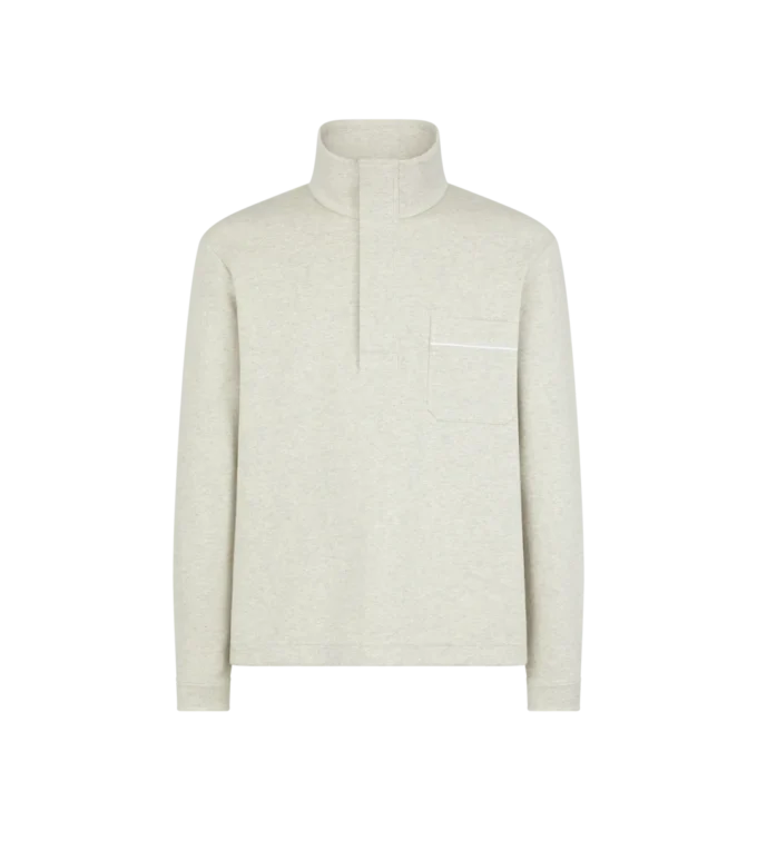 Halbknopf-Pullover aus Baumwolle, Seide und Kaschmir