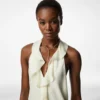Halterneck-Abendkleid mit Rüschendetails