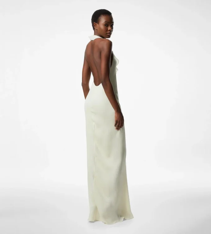 Halterneck-Abendkleid mit Rüschendetails