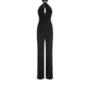 Halterneck-Jumpsuit aus Samt mit gedrehter Vorderseite