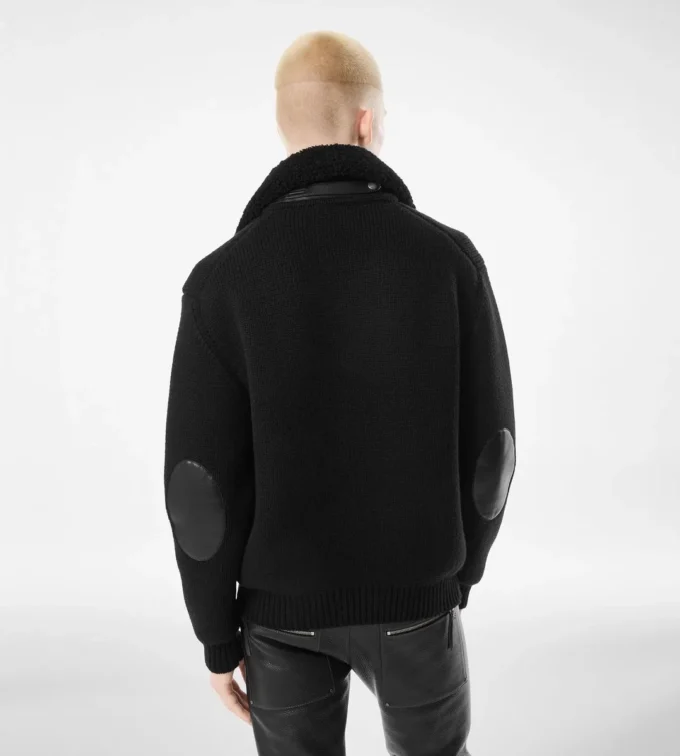 Kaschmir-Strickjacke mit Lammfellkragen