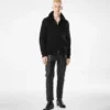 Kaschmir-Strickjacke mit Lammfellkragen