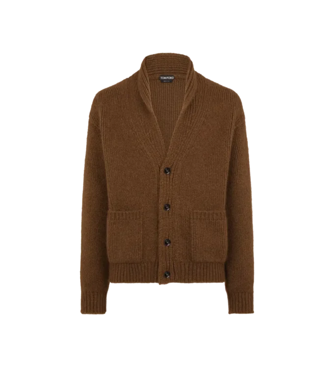 Kaschmir-Strickjacke mit Schalkragen