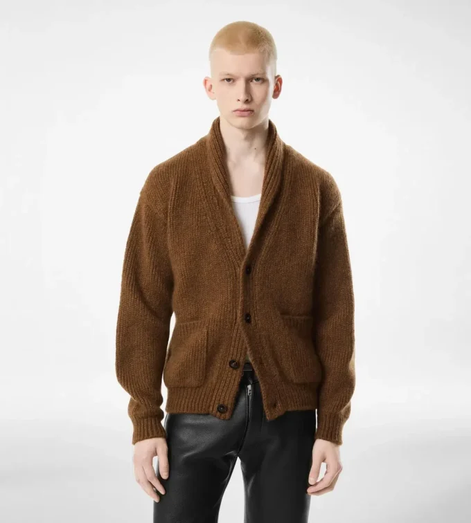 Kaschmir-Strickjacke mit Schalkragen