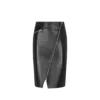 Knie-langer Lederrock mit diagonalem Reißverschluss
