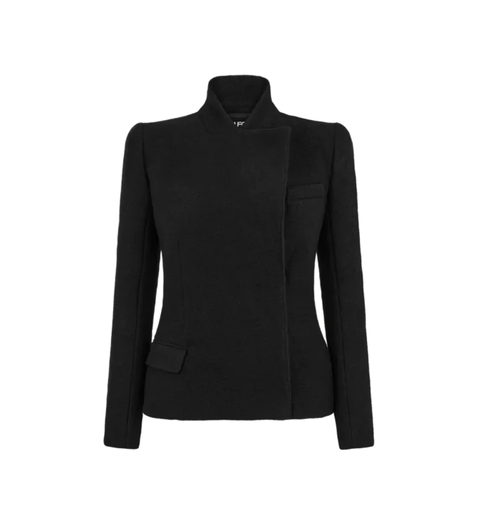 Kompakte Stretch-Bouclé-Wickeljacke