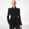 Kompakte Stretch-Bouclé-Wickeljacke