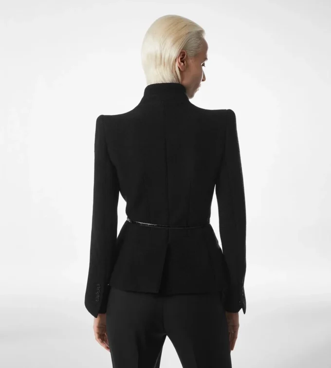 Kompakte Stretch-Bouclé-Wickeljacke