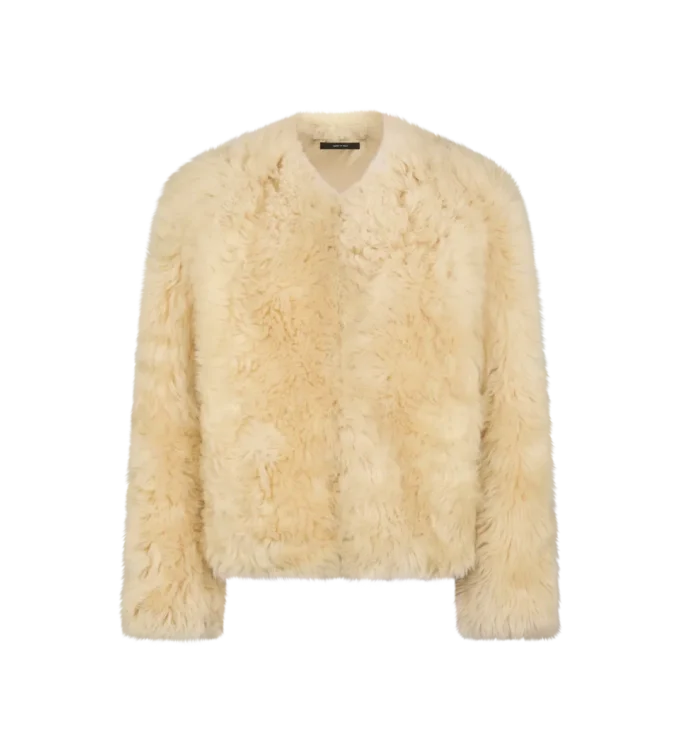 Kragenlose Shearling-Jacke