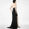 Kristallbesticktes, ärmelloses, asymmetrisches Cocktailkleid