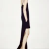 Kristallbesticktes, ärmelloses, asymmetrisches Cocktailkleid