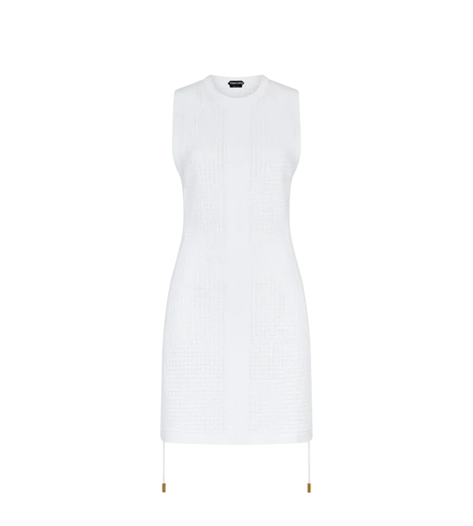 Kurzer Kaftan mit Rundhalsausschnitt und gekreuzten Kordeln
