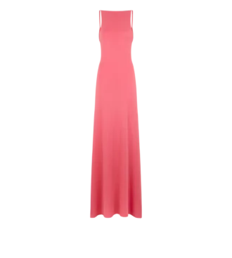 Langes Kleid aus Kaschmir und Seide mit tiefem Ausschnitt und offenem Rücken