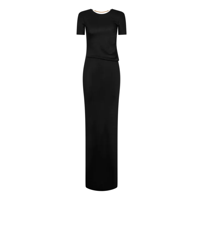 Langes Kleid mit Cut-Out und Kettenverschluss