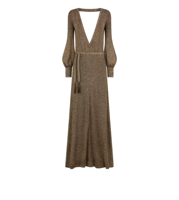 Langes Kleid mit V-Ausschnitt und offenem Rücken