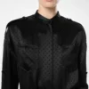 Langes Militärkleid mit Gürtel und Polka-Dot-Jacquardmuster
