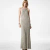 Langes Neckholder-Kleid mit offenem Rücken und Tom Ford Metallplakette