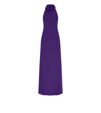 Langes Neckholder-Kleid mit Taschen und offenem Rücken