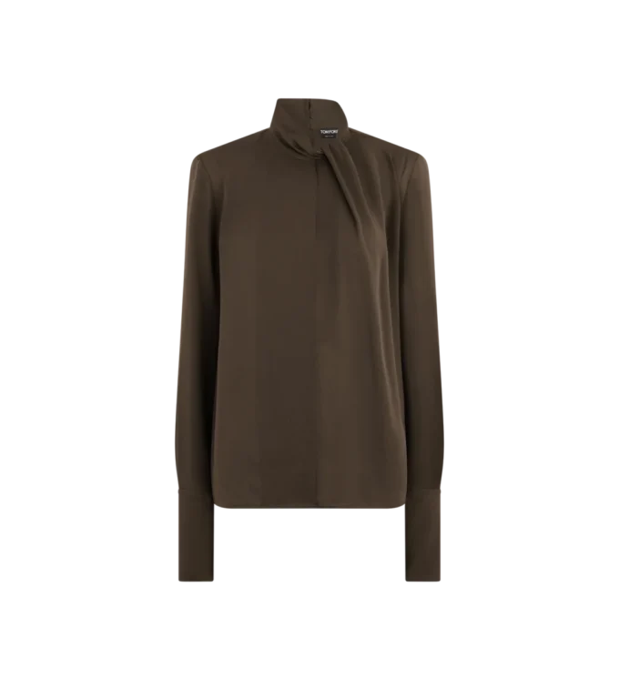 Langärmelige Bluse aus gewaschener Seidengeorgette