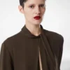 Langärmelige Bluse aus gewaschener Seidengeorgette