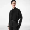 Langärmelige Bluse aus gewaschener Seidengeorgette