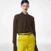 Langärmelige Bluse aus gewaschener Seidengeorgette