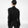Langärmelige Bluse aus gewaschener Seidengeorgette