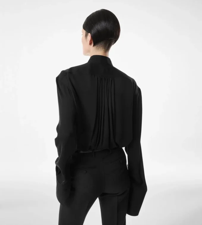 Langärmelige Bluse aus gewaschener Seidengeorgette