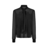 Langärmelige Lavallière-Bluse mit Plissee-Detail