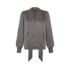 Langärmelige Seidenbluse mit V-Ausschnitt und Lavallière
