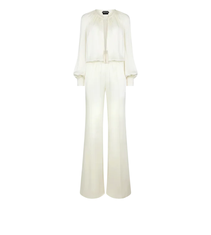 Langärmeliger Jumpsuit mit Raffungen