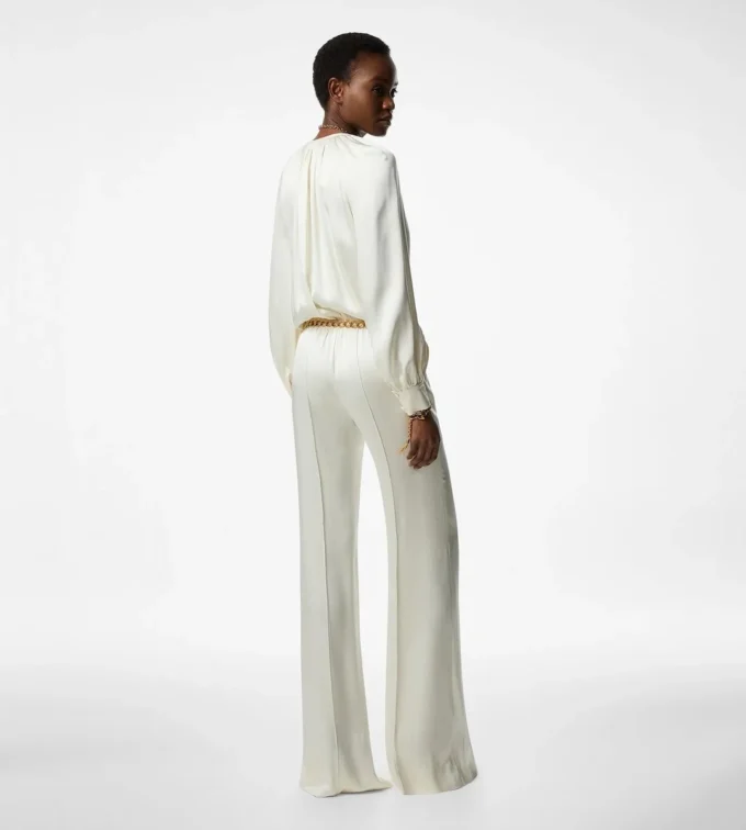 Langärmeliger Jumpsuit mit Raffungen
