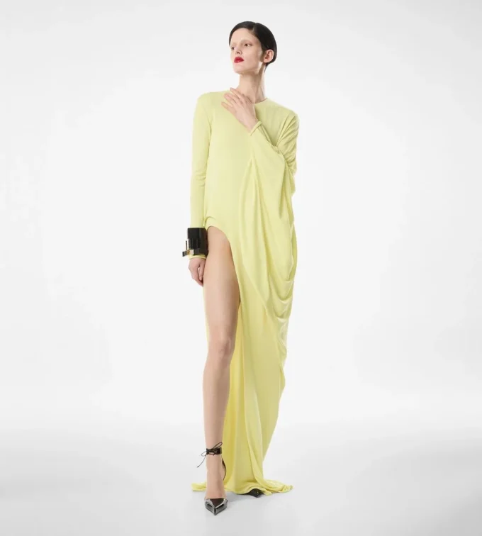 Langärmeliges Abendkleid aus Crêpe-Jersey