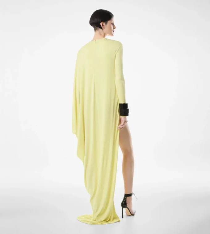 Langärmeliges Abendkleid aus Crêpe-Jersey