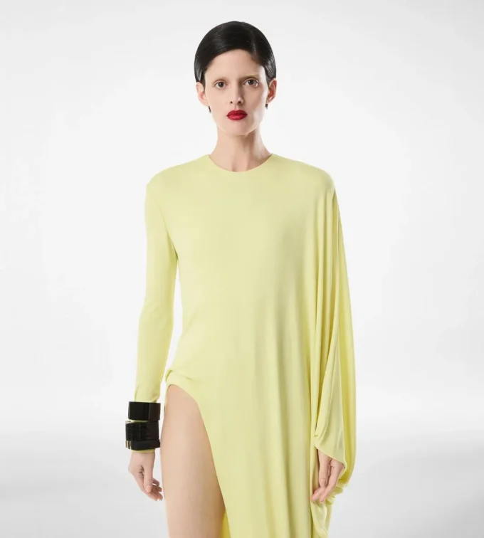 Langärmeliges Abendkleid aus Crêpe-Jersey
