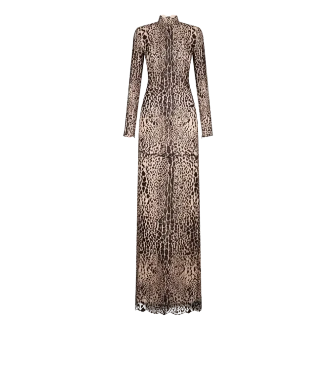 Langärmeliges Abendkleid mit Stehkragen